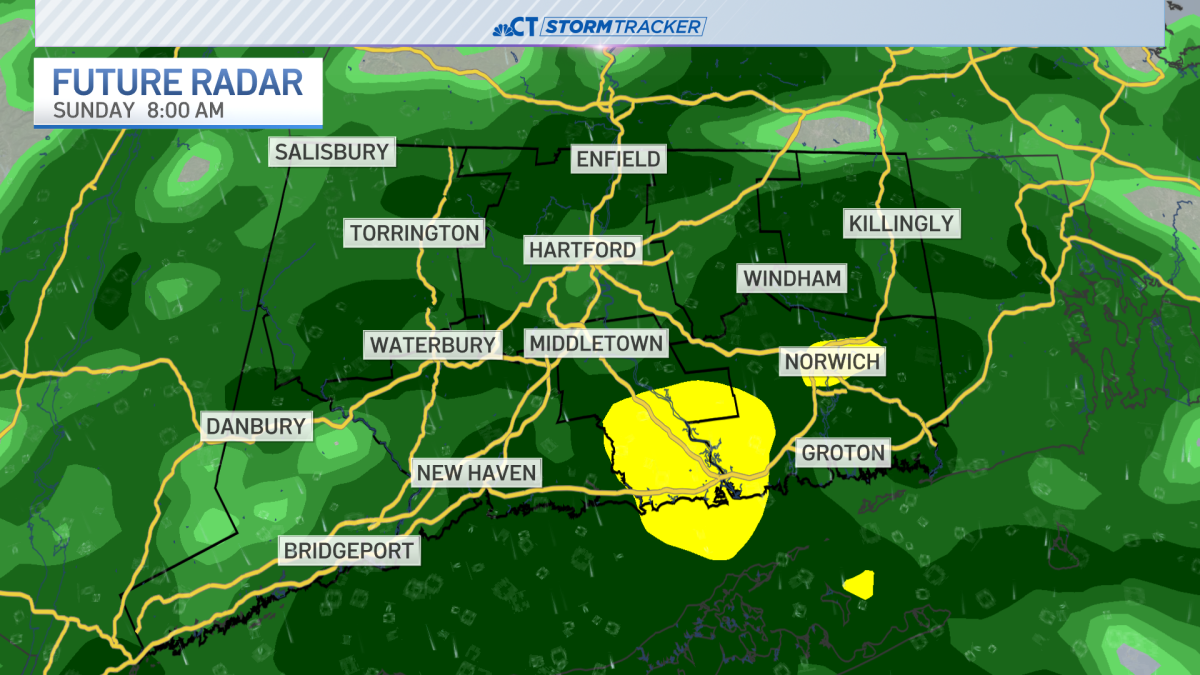 Rain persists through a chilly Sunday, finally dry by Monday afternoon
