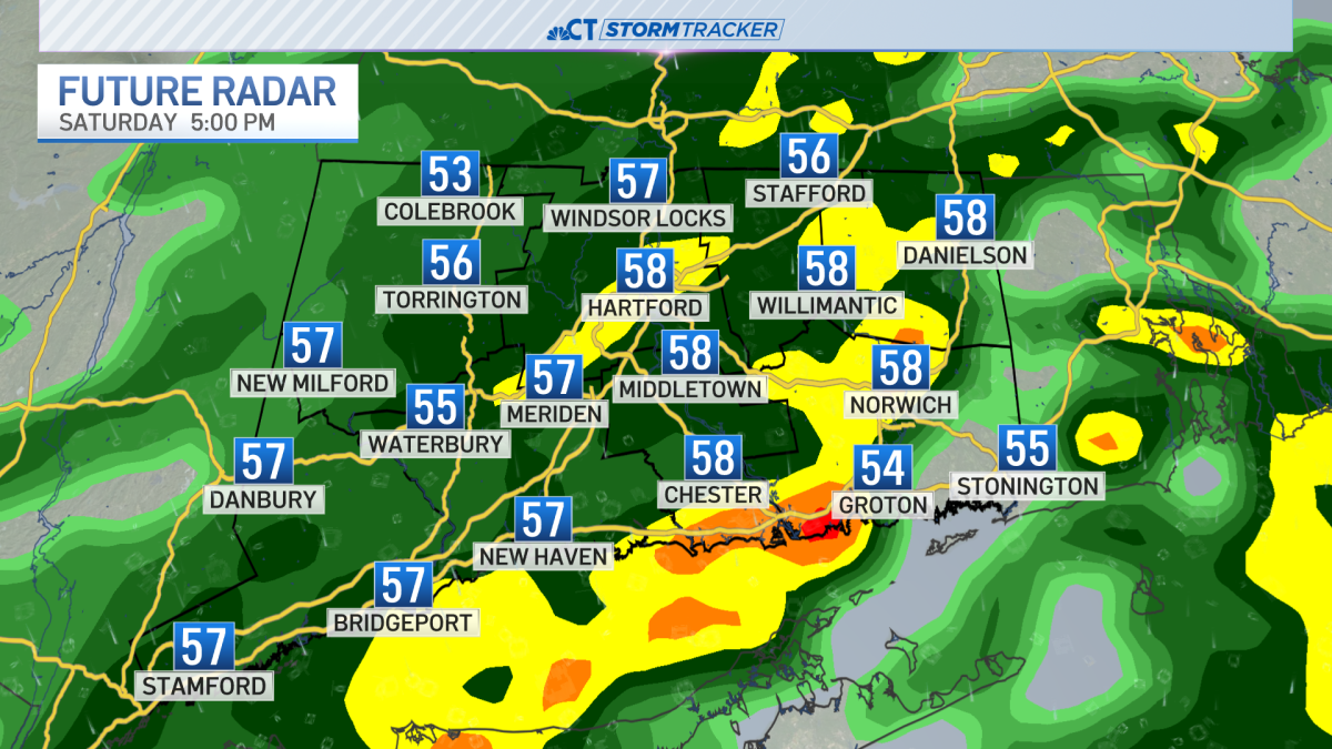 Saturday showers with highs in the 50s
