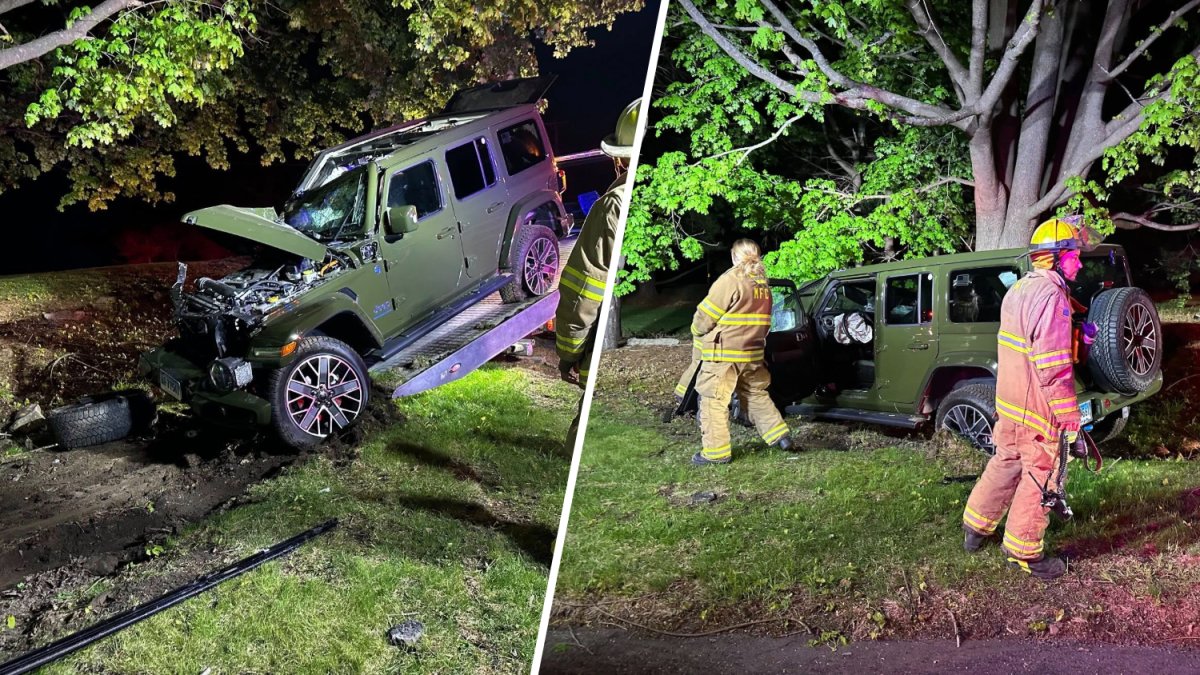 Person injured after crashing car into a tree in Morris