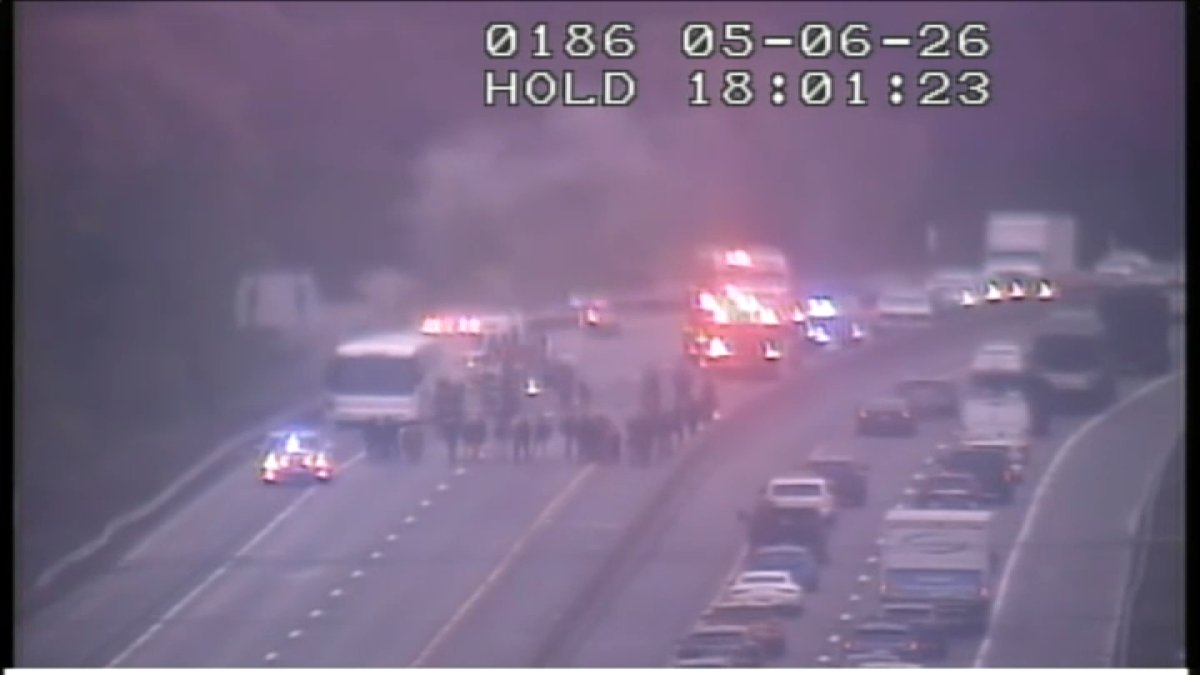 Bus catches fire, shutting down part of I-95 in Old Saybrook