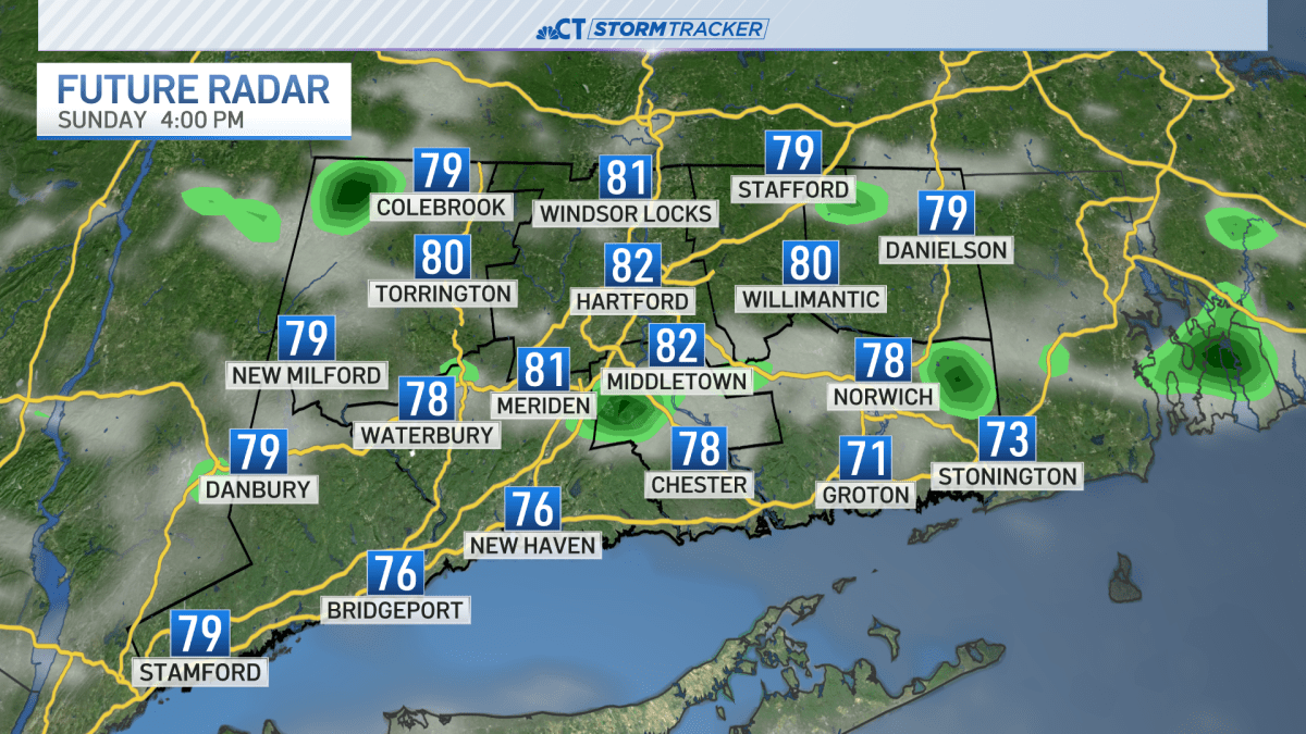 Isolated showers possible on a muggy Sunday afternoon