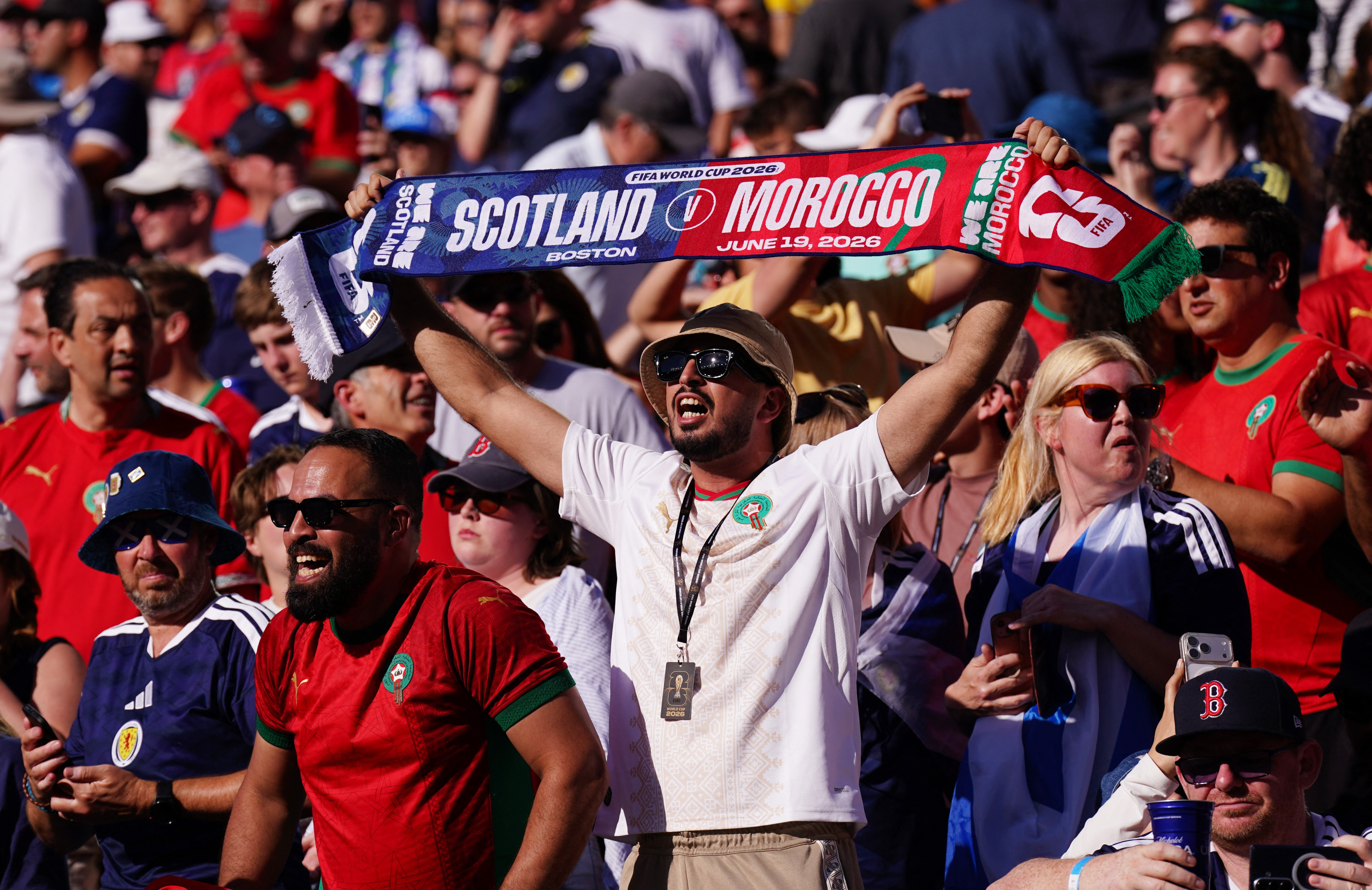 Scotland and Morocco fans inside Boston Stadium before the match on Friday, June 19, 2026.