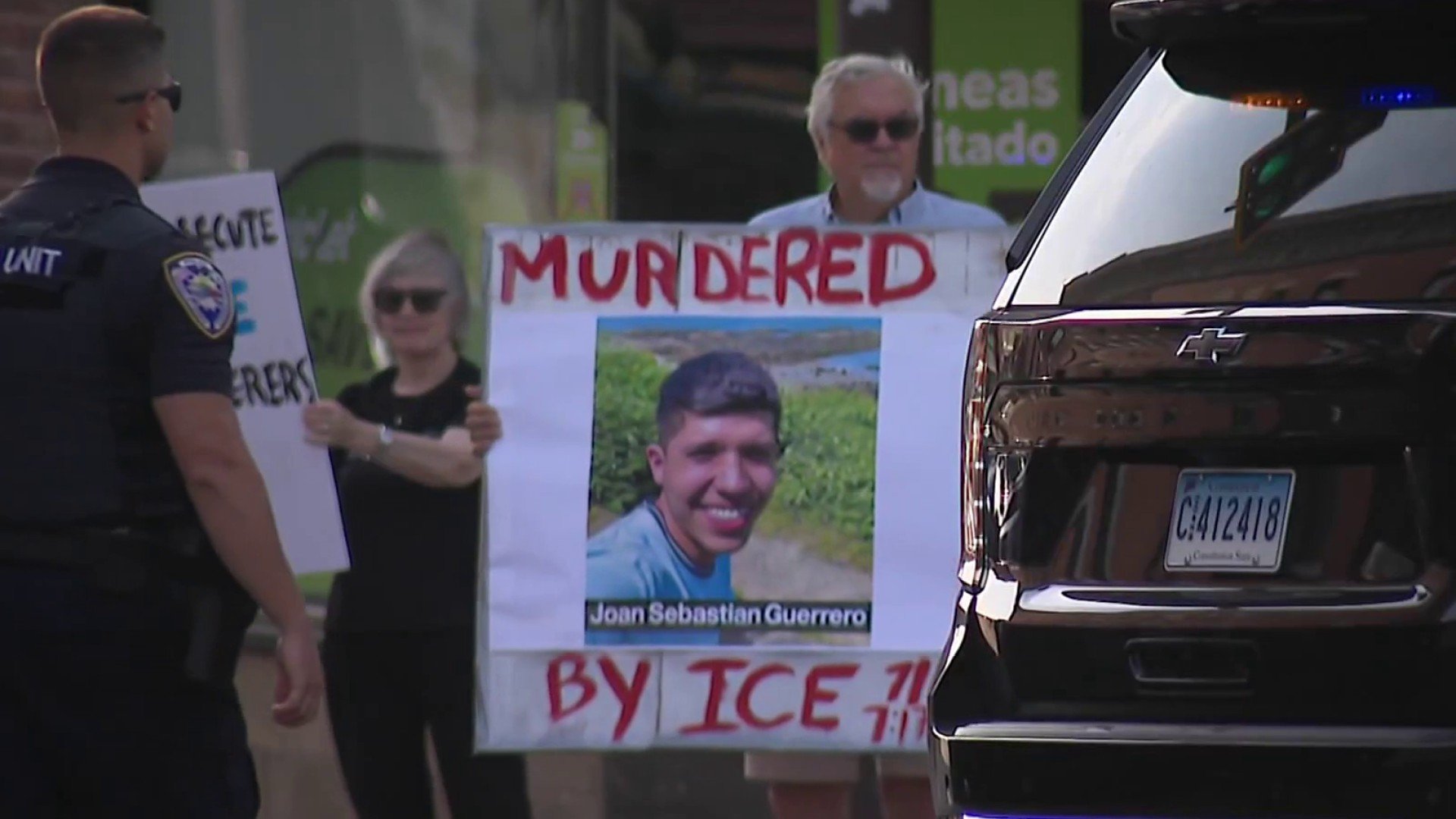 Protesters gather in Middletown following ICE shooting in Maine on Monday