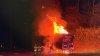 Tractor-trailer fire on I-84 Eastbound in Southington