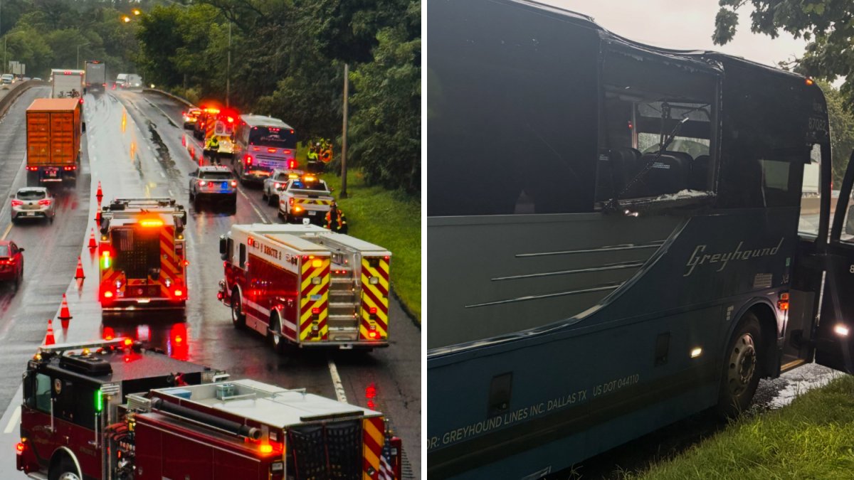 Tree falls onto coach bus on I-95 in Westport