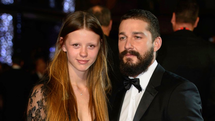 Mia Goth and Shia LaBeouf appear at the premiere of the film &ldquo;Fury,&rdquo; during the BFI London Film Festival, in central London, on Oct. 19, 2014.