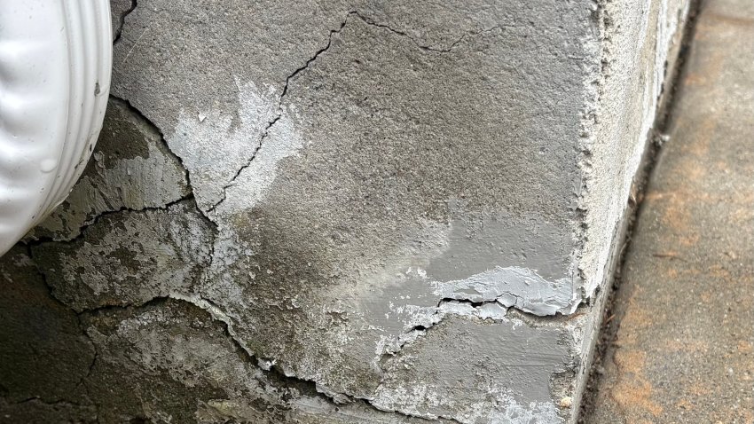 CT home with exterior concrete showing telltale “mapcracking” that indicates presence of the defective mineral pyrrhotite