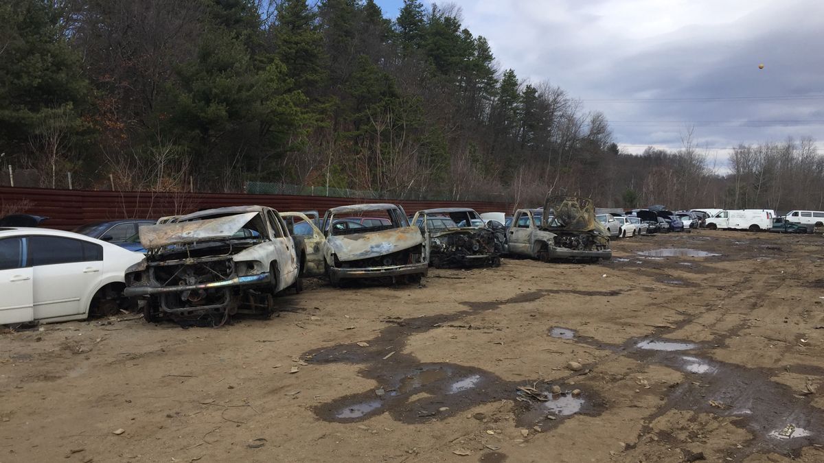 Cars Damaged by Fire at Bristol Auto Parts Yard