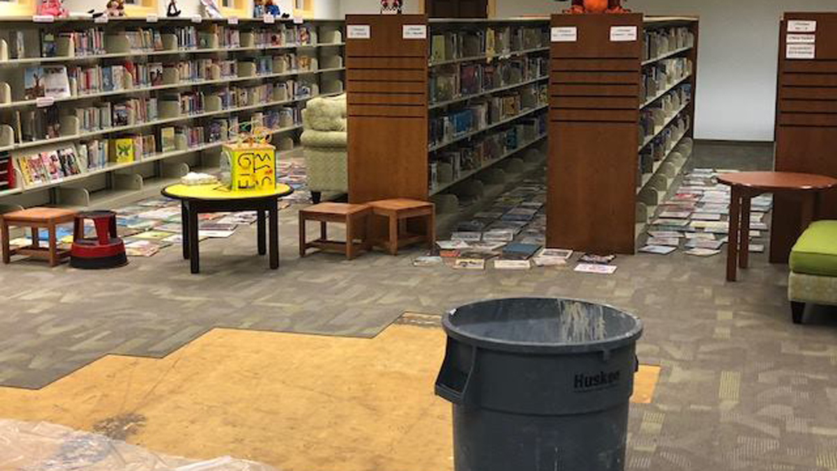 Books Destroyed When Pipe Bursts at Burlington Library