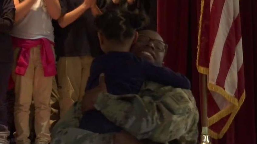 Army Dad Surprises Daughter at Norwich School