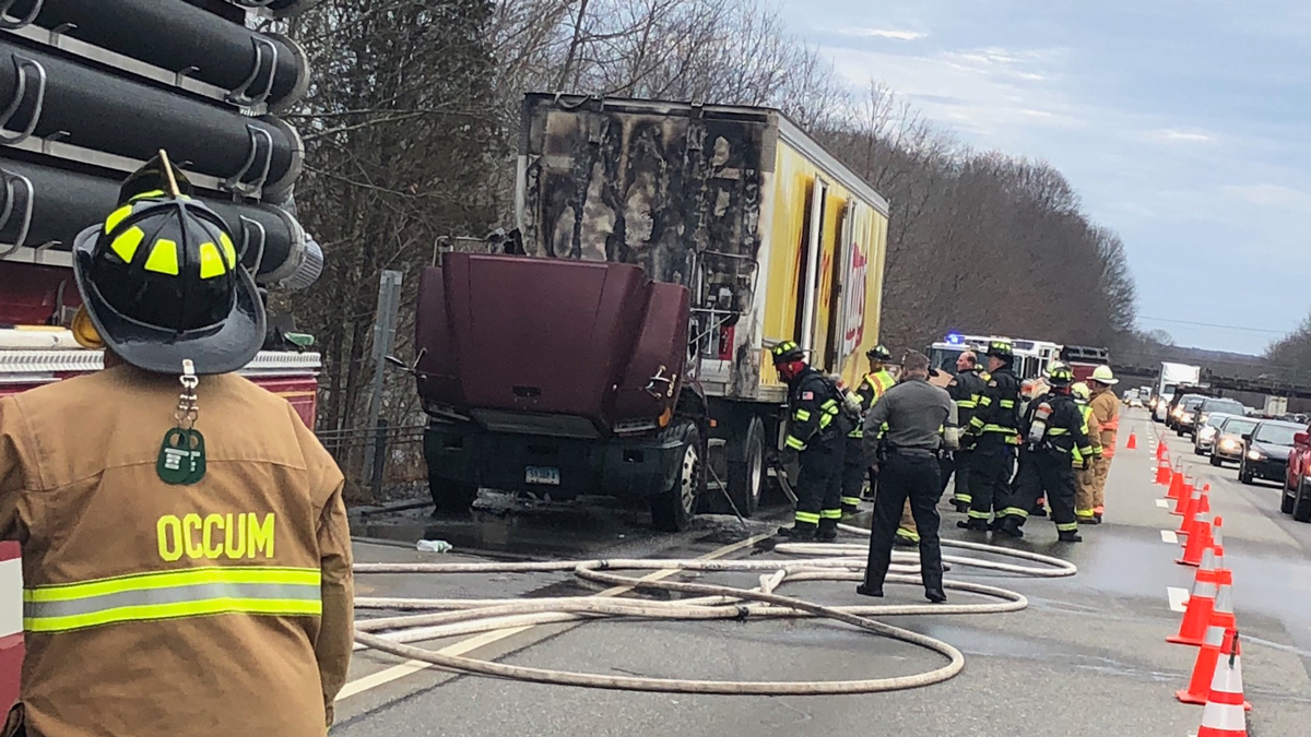 Truck Fire Caused Issues on I-395 South in Norwich