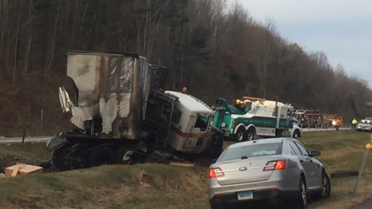 Fiery Crash Shuts Down I-84E at Southbury-Middlebury Line