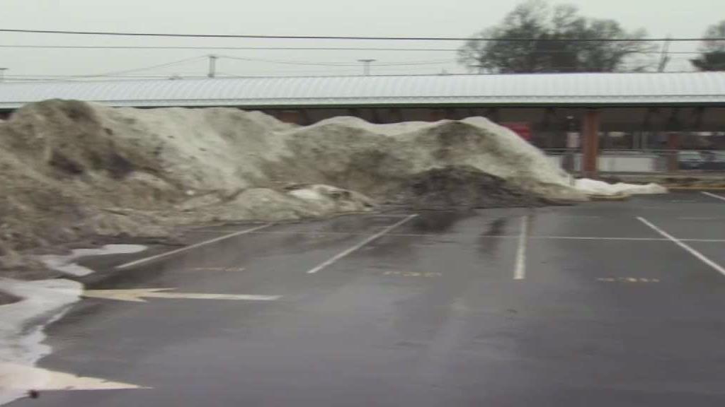Snow Pile Blocks Parking Spots at West Haven Train Station