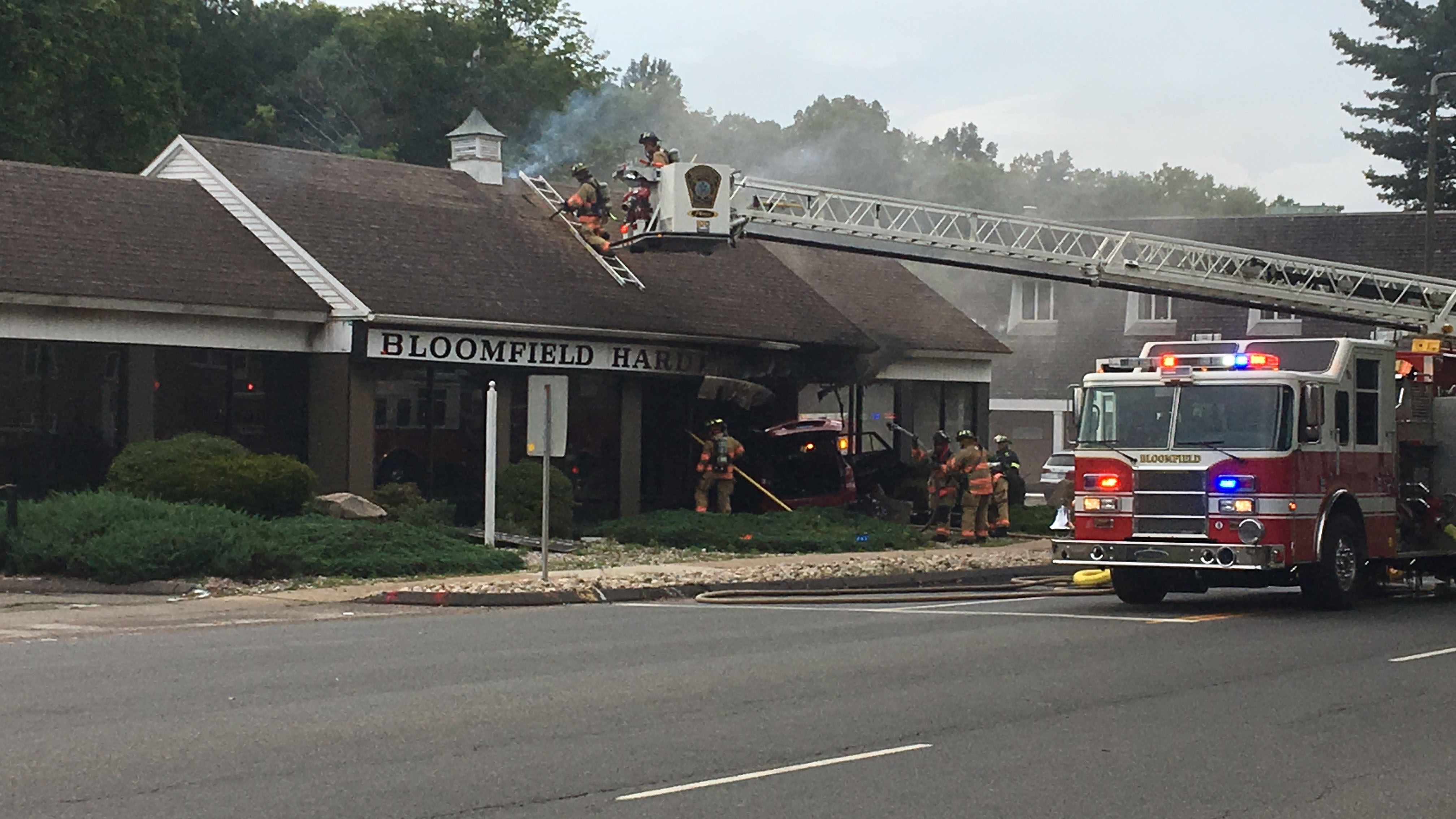 Car Crashes Into Building, Catches on Fire in Bloomfield