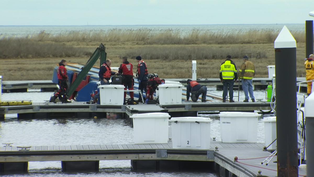 1 Dead After Barge Capsizes Near Guilford Yacht Club
