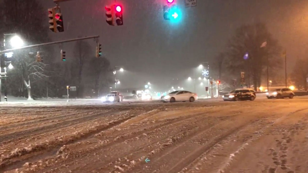 Roads Remain Slick As Snow Tapers Off