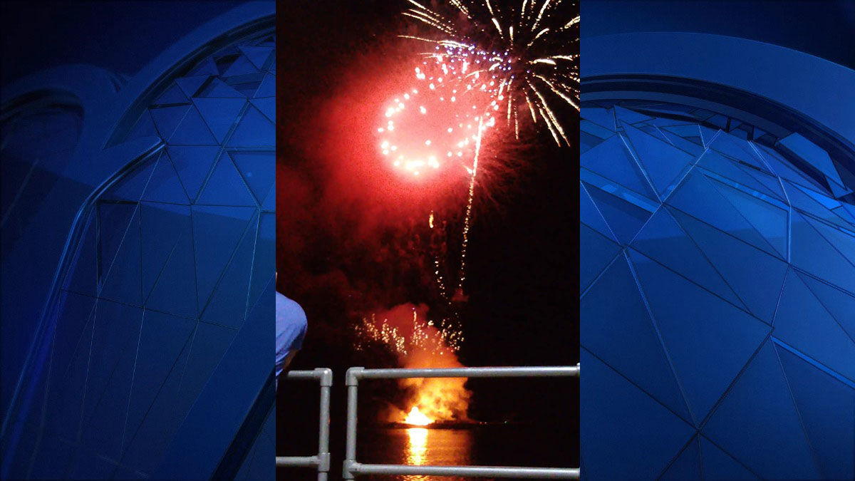 Barge Unexpectedly Catches on Fire During Fireworks Show in Middletown