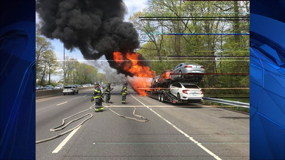 Norwalk Fire Officials Investigate Tractor-Trailer Car Carrier Fire